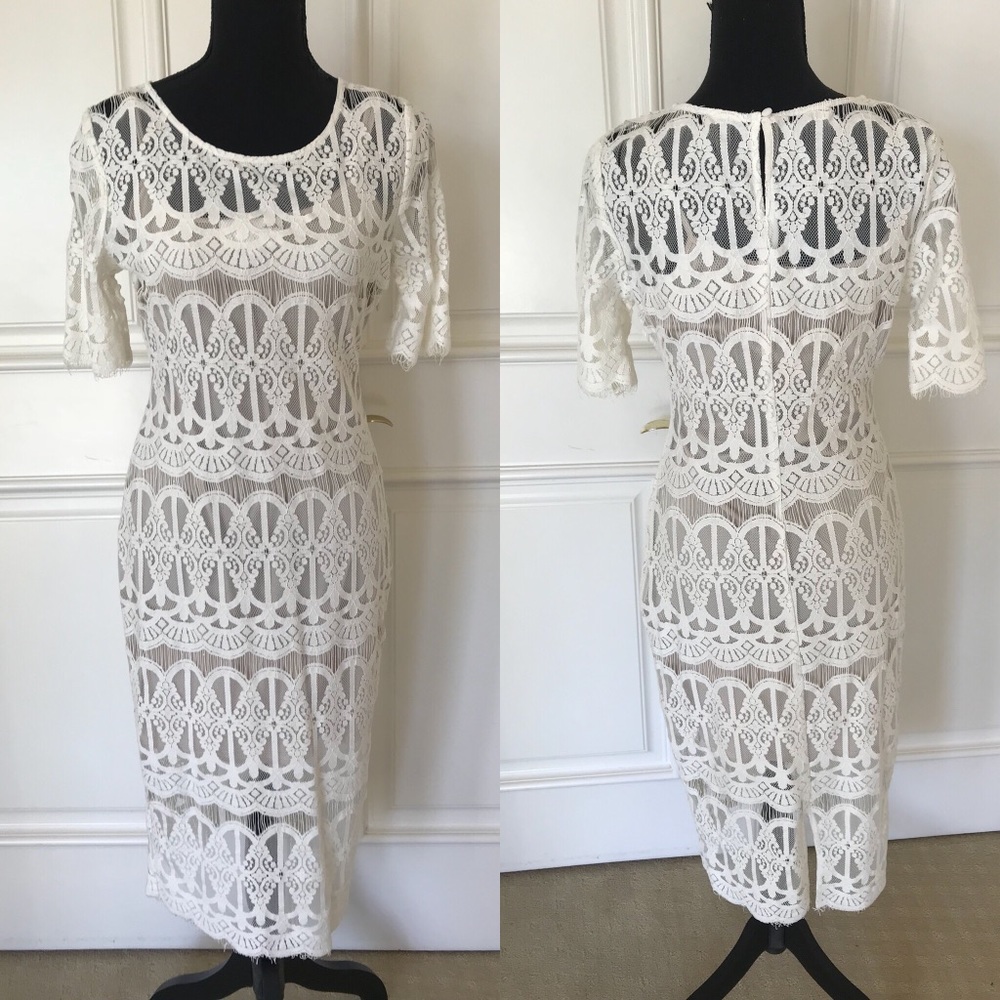 JOA | Cream and Beige Lace Dress